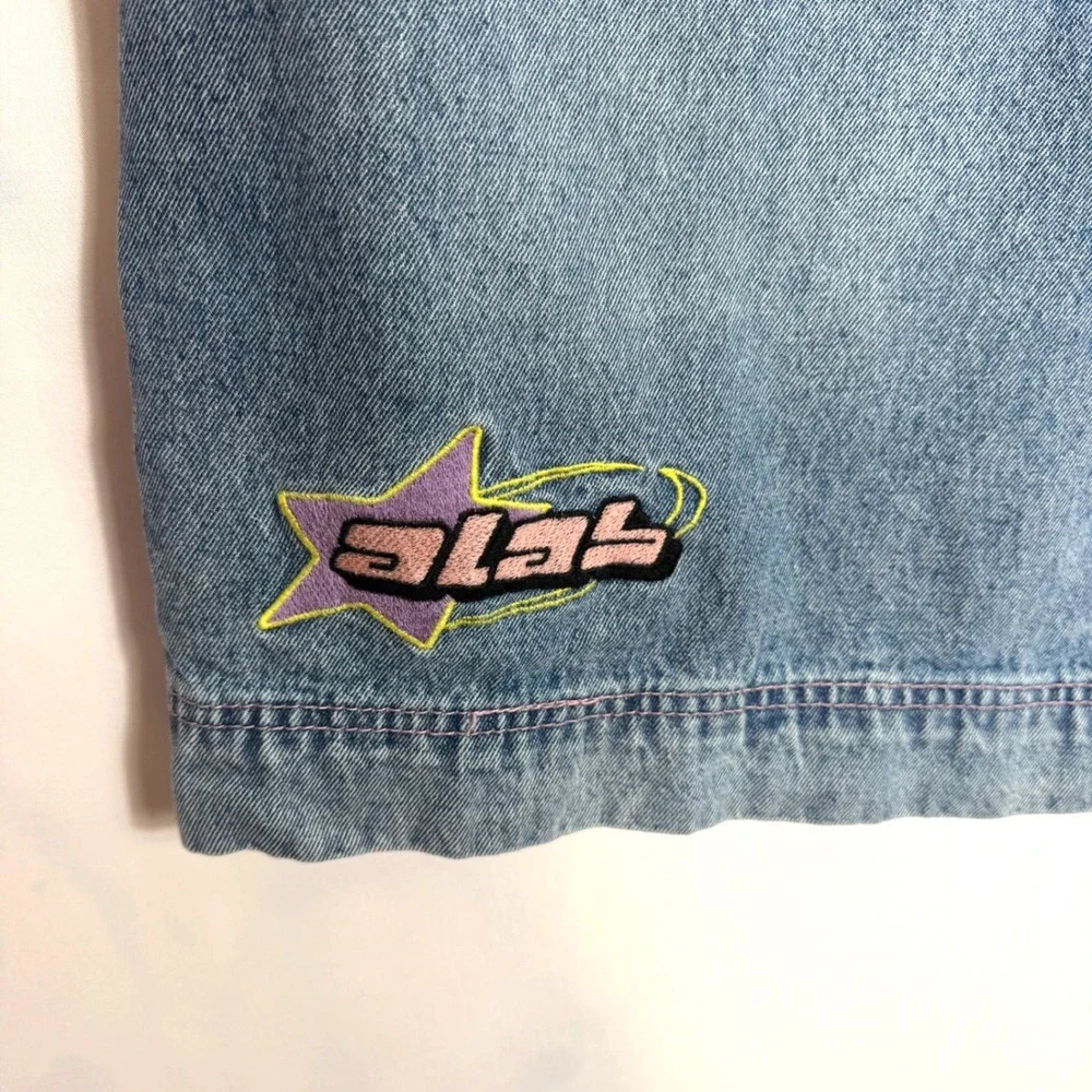 ALAB Denim Jorts Shorts Womens Size 14 (36 waist) Blue Y2K Skate Star Logo